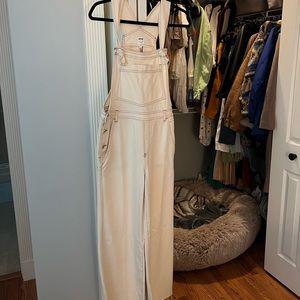 Aerie Wide Leg off white overalls